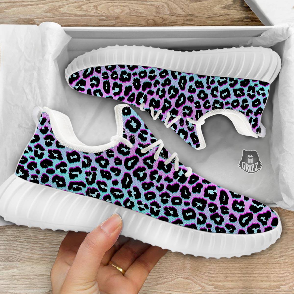 Leopard Trippy Psychedelic Print Pattern White Walking Shoes-grizzshop