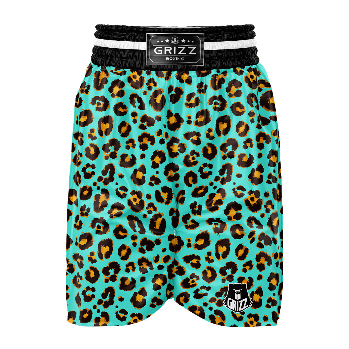 Leopard Turquoise Print Pattern Boxing Shorts-grizzshop