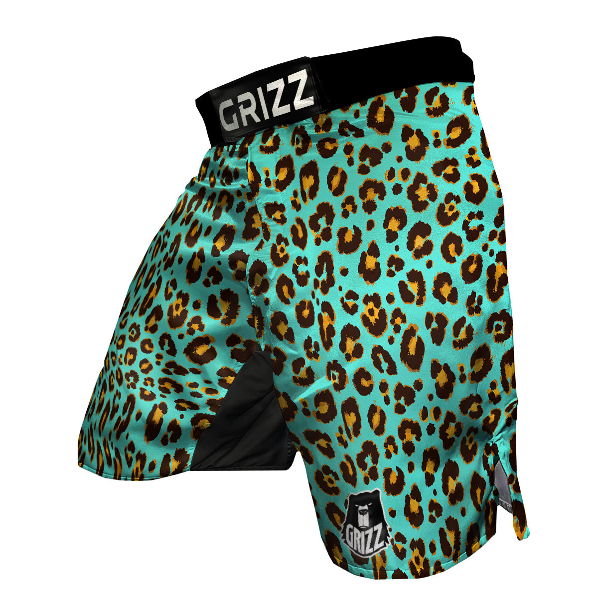 Leopard Turquoise Print Pattern MMA Shorts-grizzshop
