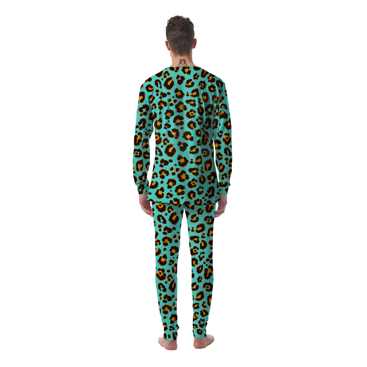 Leopard Turquoise Print Pattern Men's Pajamas-grizzshop