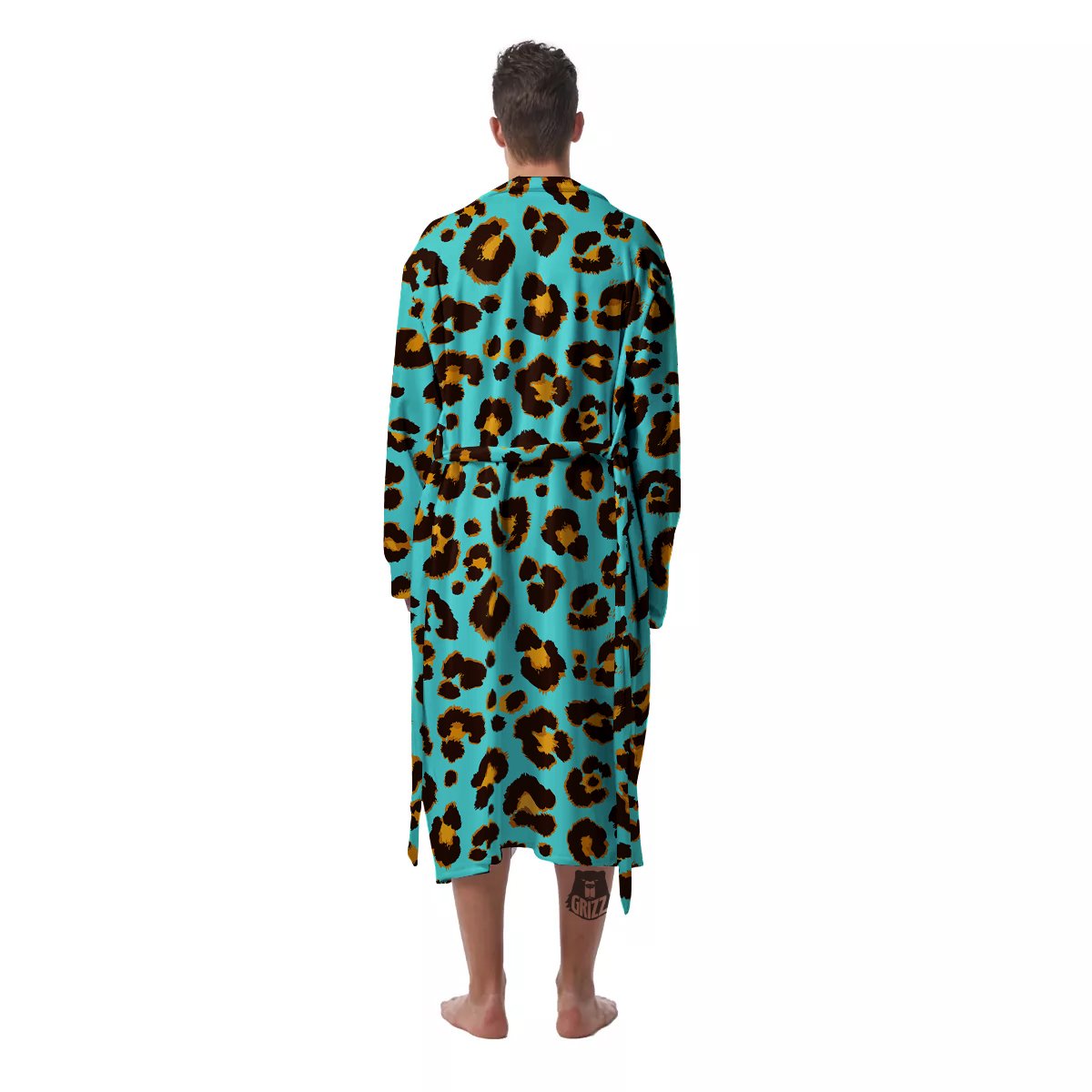 Leopard Turquoise Print Pattern Men's Robe-grizzshop