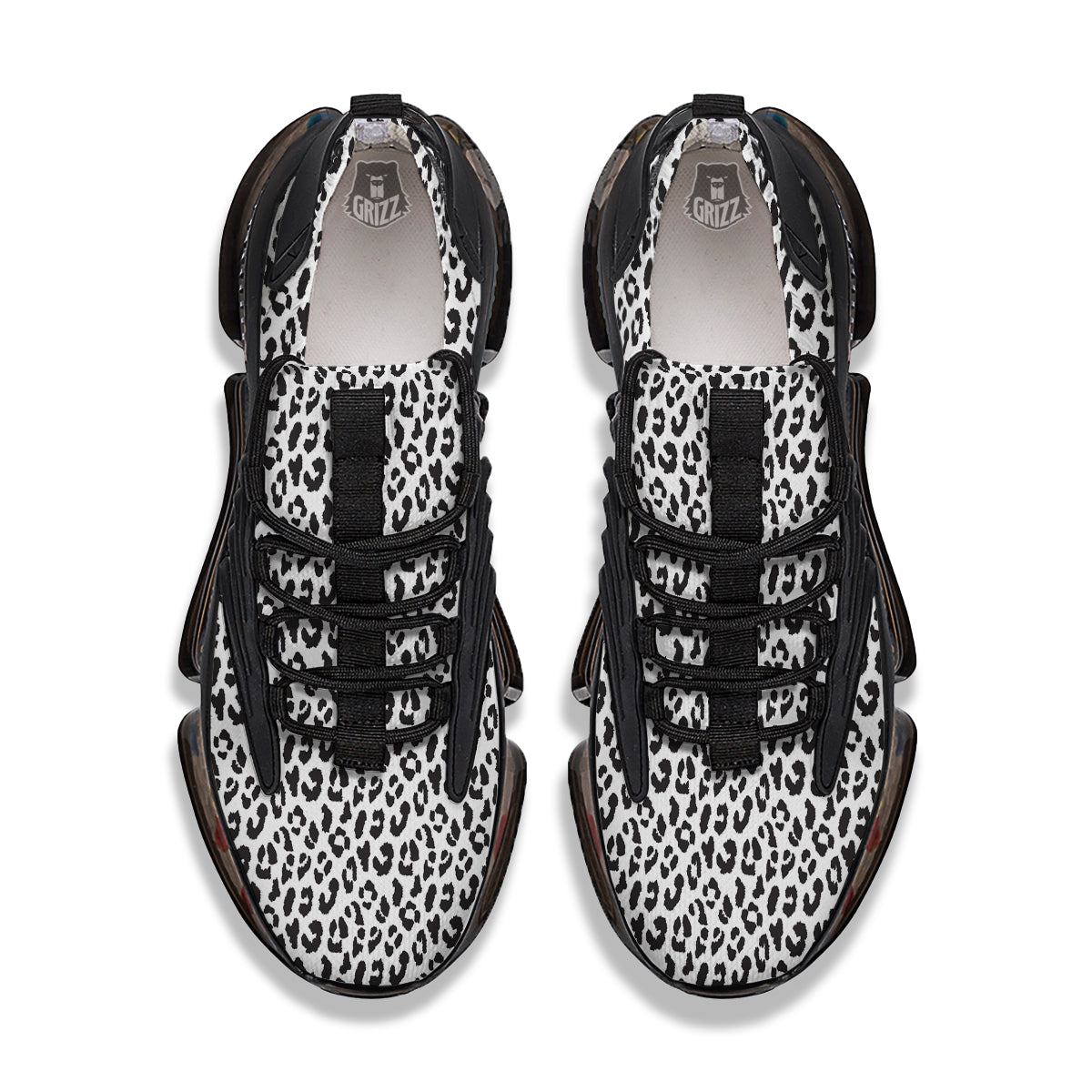Leopard White Print Pattern Black Gym Shoes-grizzshop