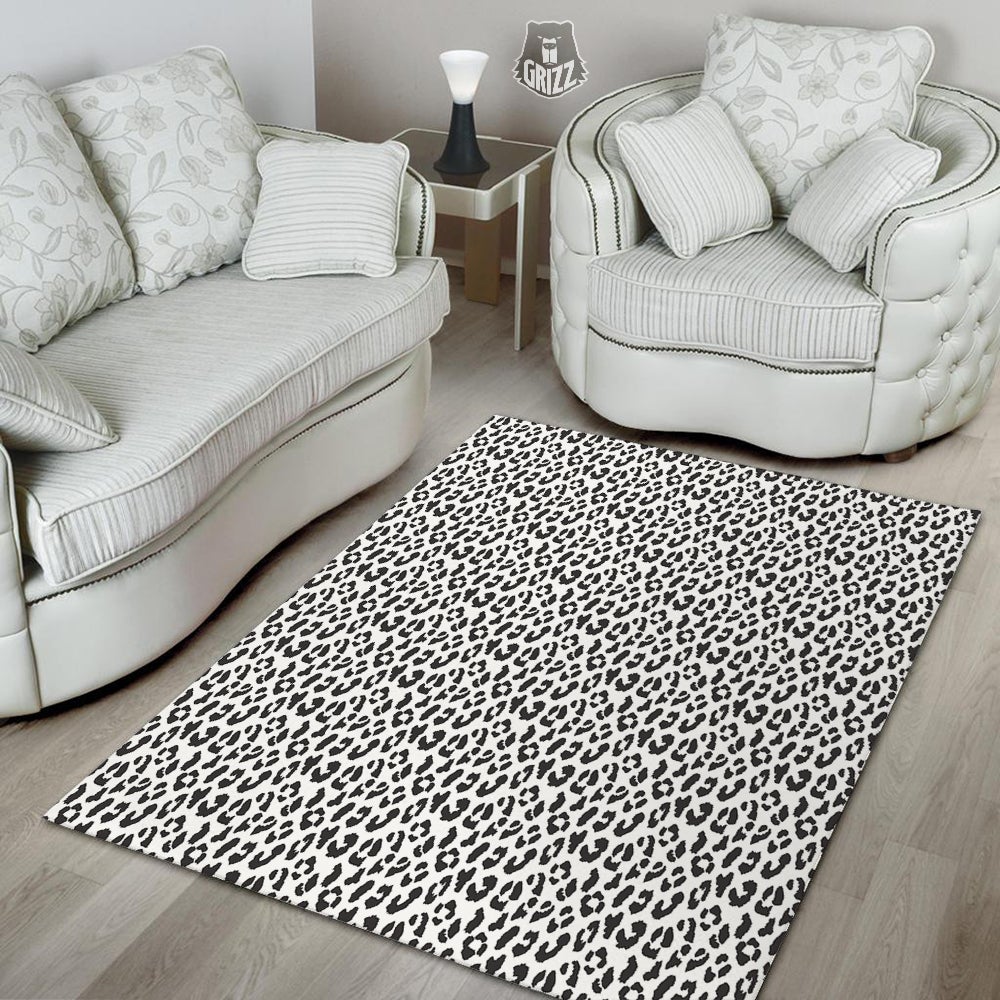 Leopard White Print Pattern Floor Mat-grizzshop