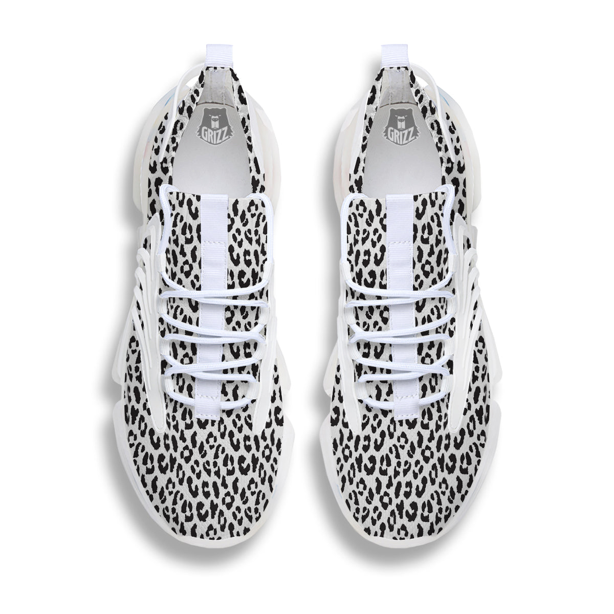 Leopard White Print Pattern White Gym Shoes-grizzshop