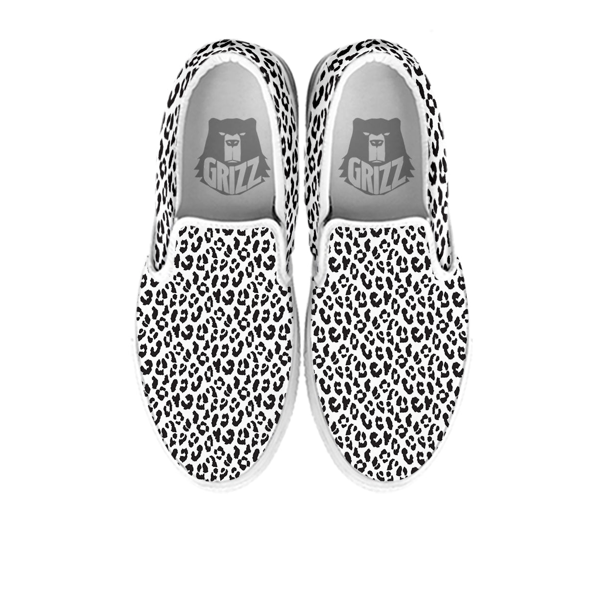 Leopard White Print Pattern White Slip On Shoes-grizzshop