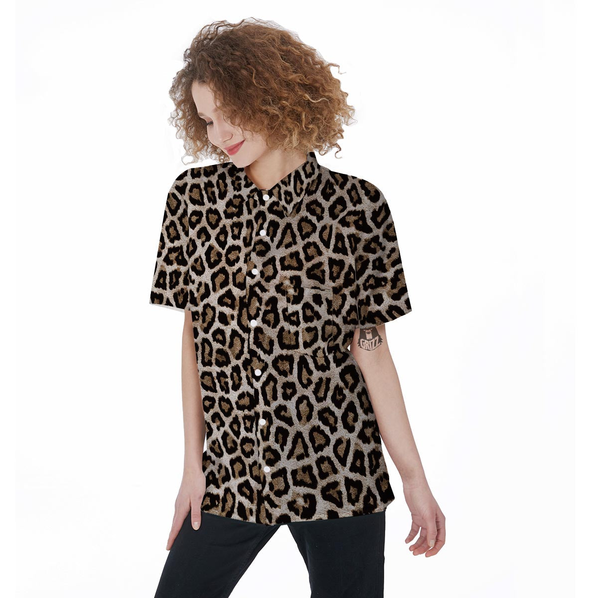 Leopard Women's Short Sleeve Shirts-grizzshop