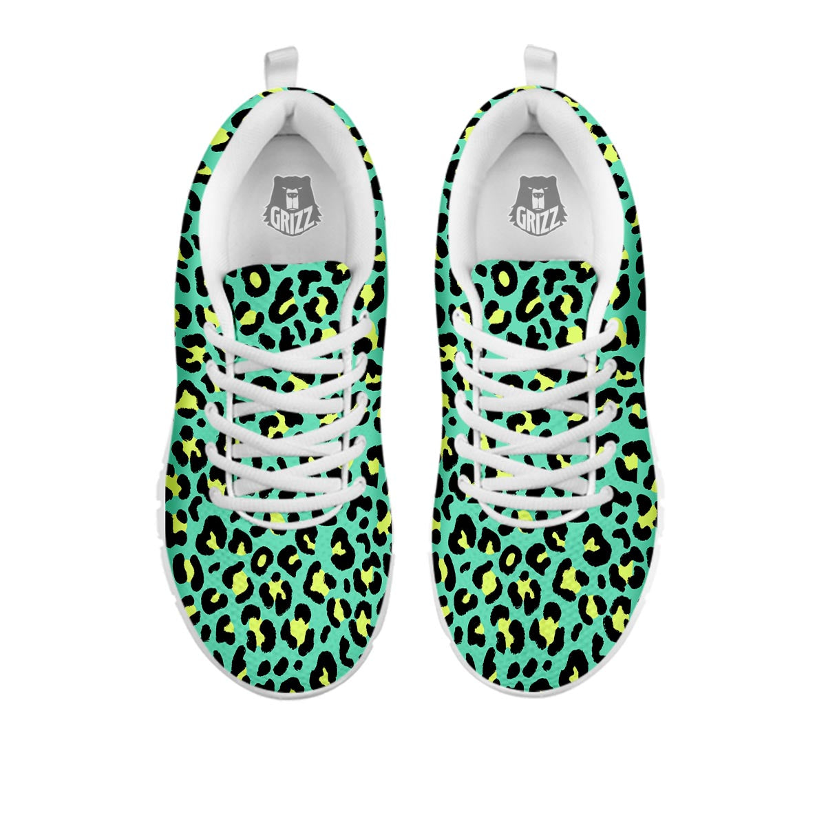 Leopard Yellow And Teal Print Pattern White Sneaker-grizzshop