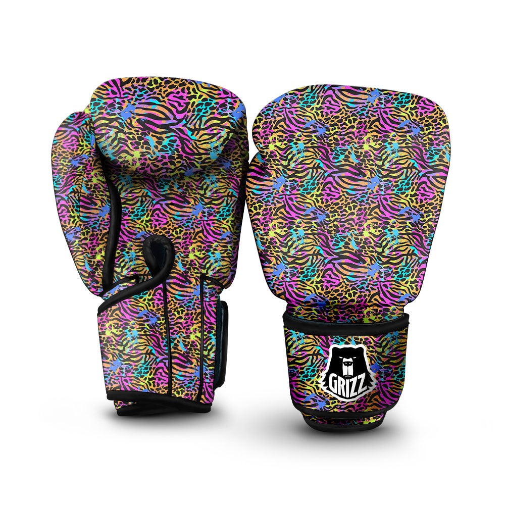 Leopard Zebra Colorful Print Pattern Boxing Gloves-grizzshop