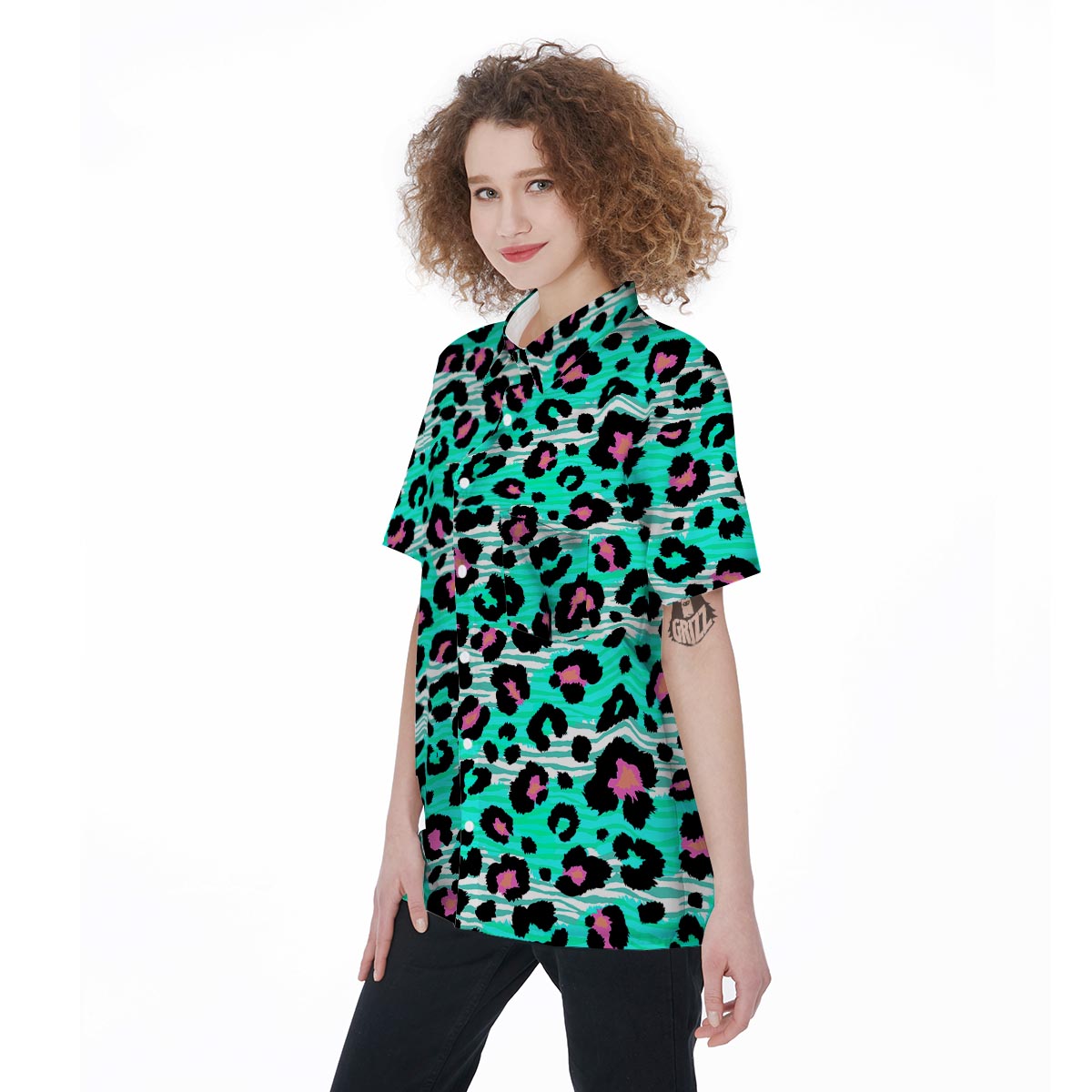 Leopard Zebra Print Women's Short Sleeve Shirts-grizzshop