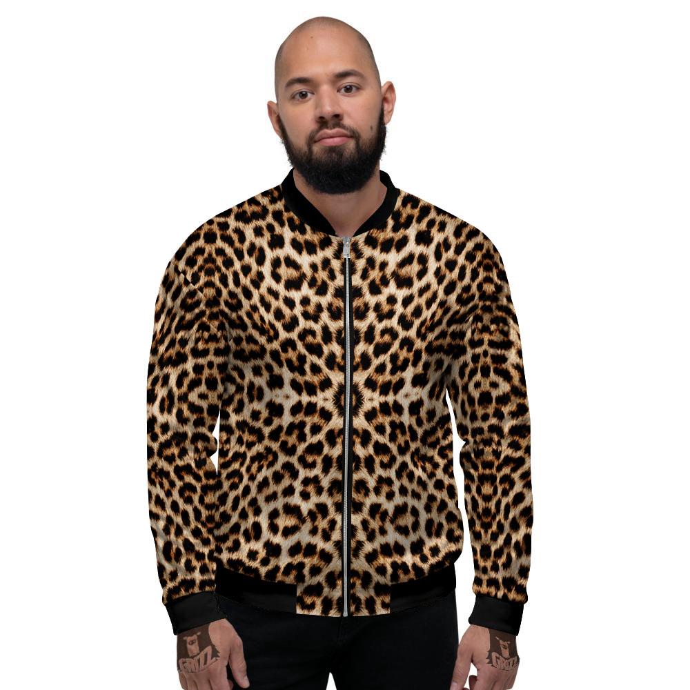 Leopard Pattern Men's Bomber Jacket-grizzshop