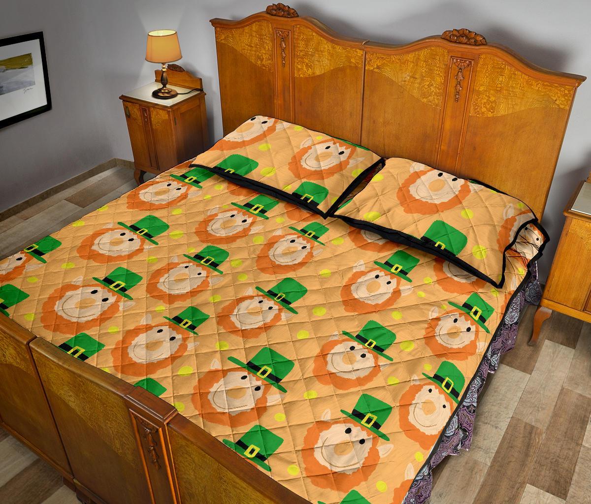 Leprechaun St Patrick's Day Pattern Print Bed Set Quilt-grizzshop