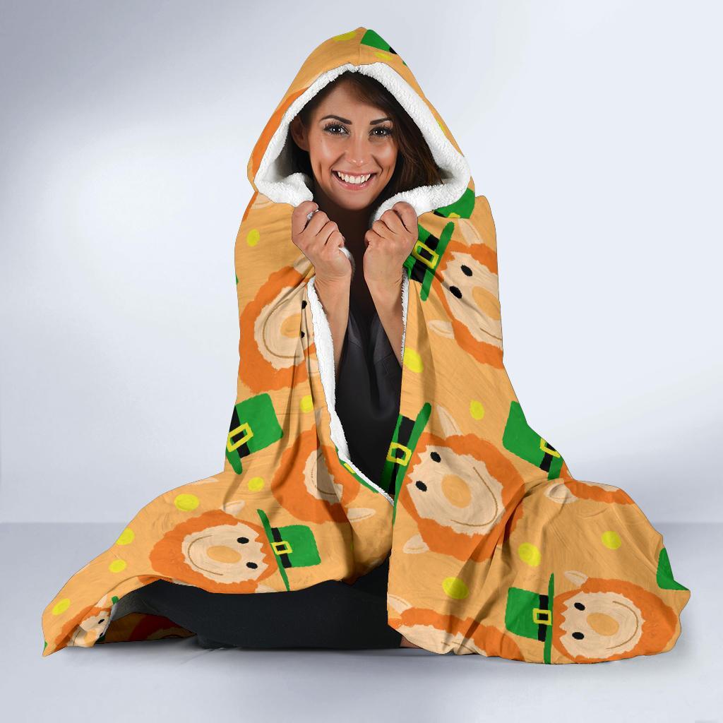 Leprechaun St Patrick's Day Pattern Print Hooded Blanket-grizzshop