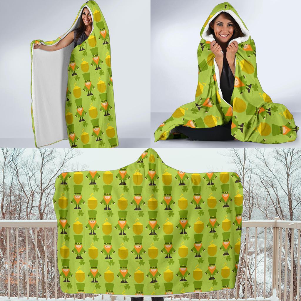 Leprechaun St Patrick's Day Print Pattern Hooded Blanket-grizzshop