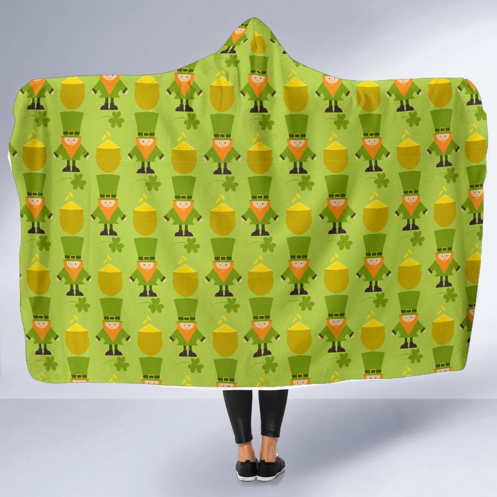 Leprechaun St Patrick's Day Print Pattern Hooded Blanket-grizzshop