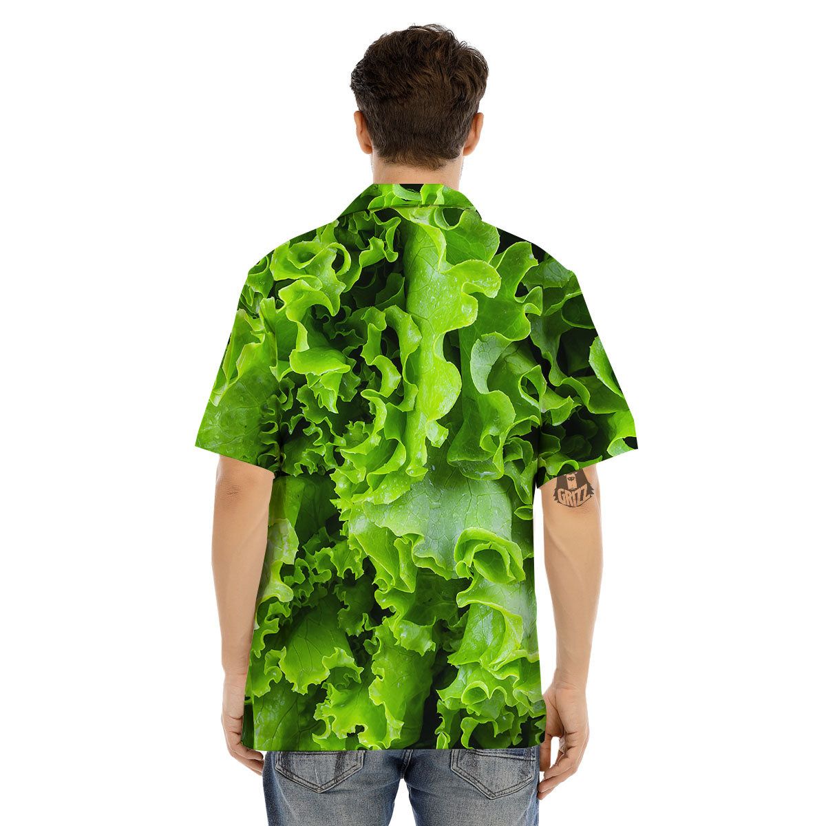 Lettuce Green Leaves Print Men's Hawaiian Shirt-grizzshop