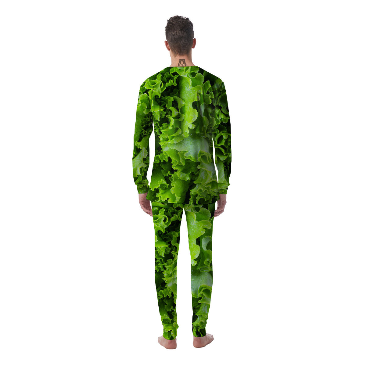 Lettuce Green Leaves Print Men's Pajamas-grizzshop