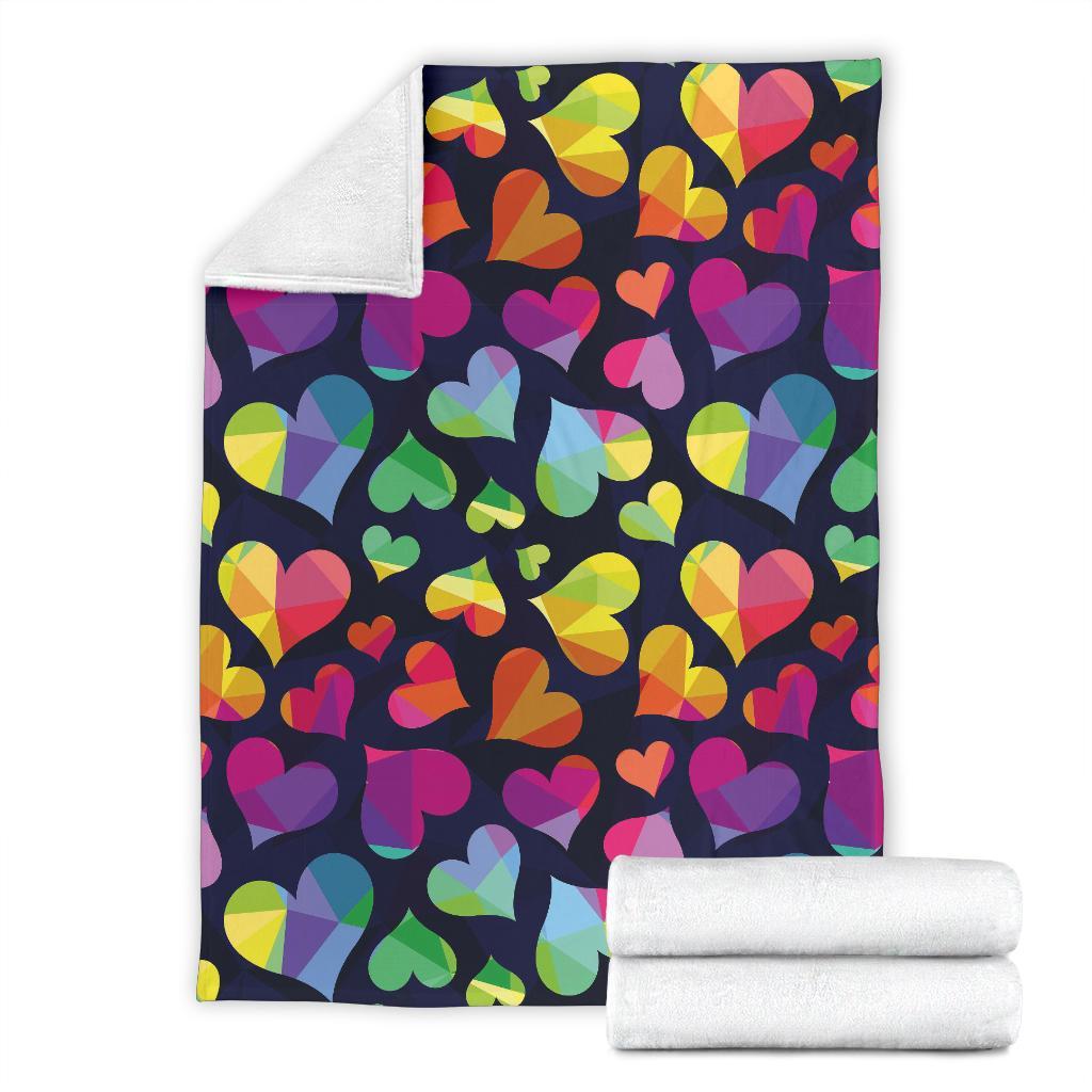 Lgbt Pride Rainbow Heart Pattern Print Blanket-grizzshop