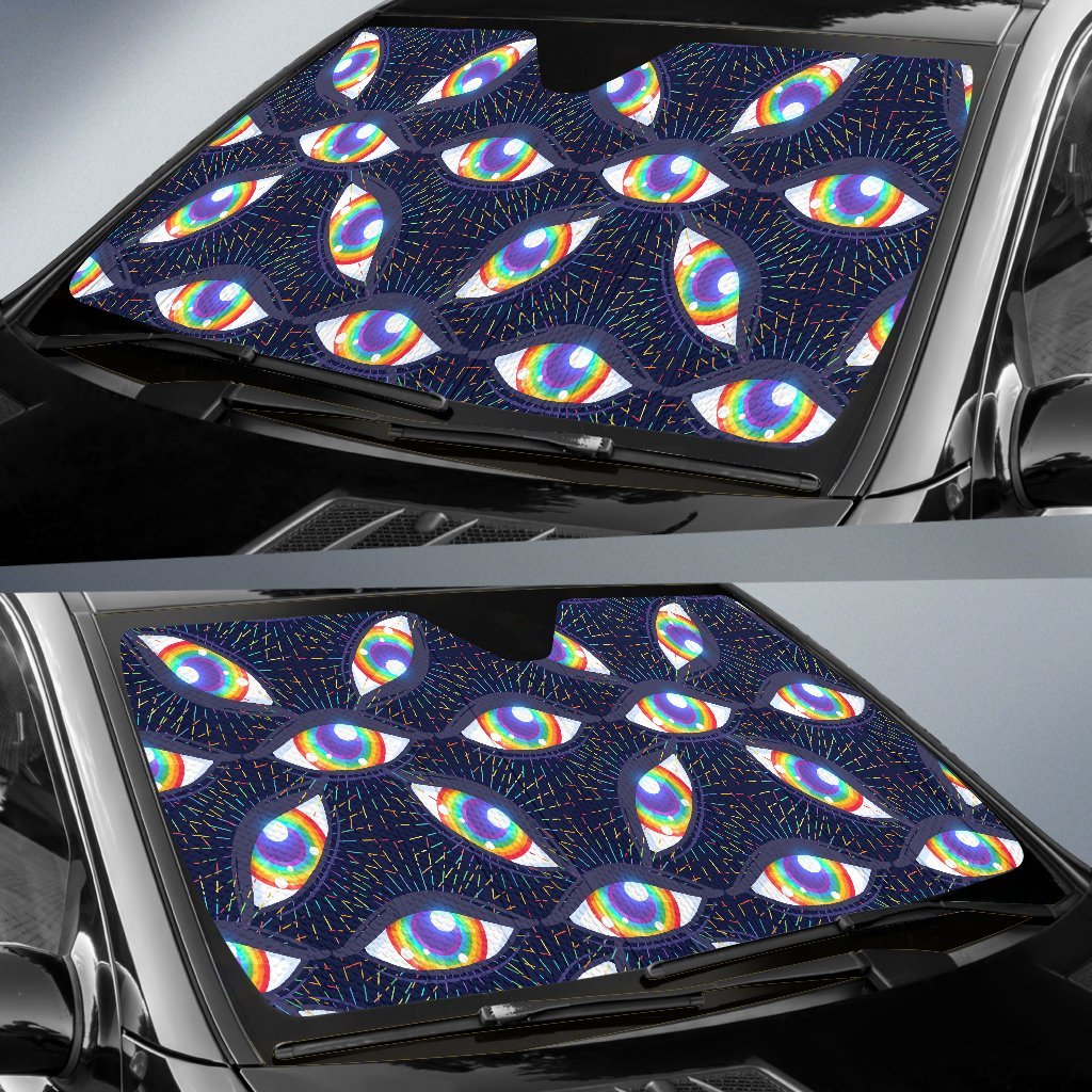 Lgbt Rainbow Eye Patterm Print Car Sun Shade-grizzshop