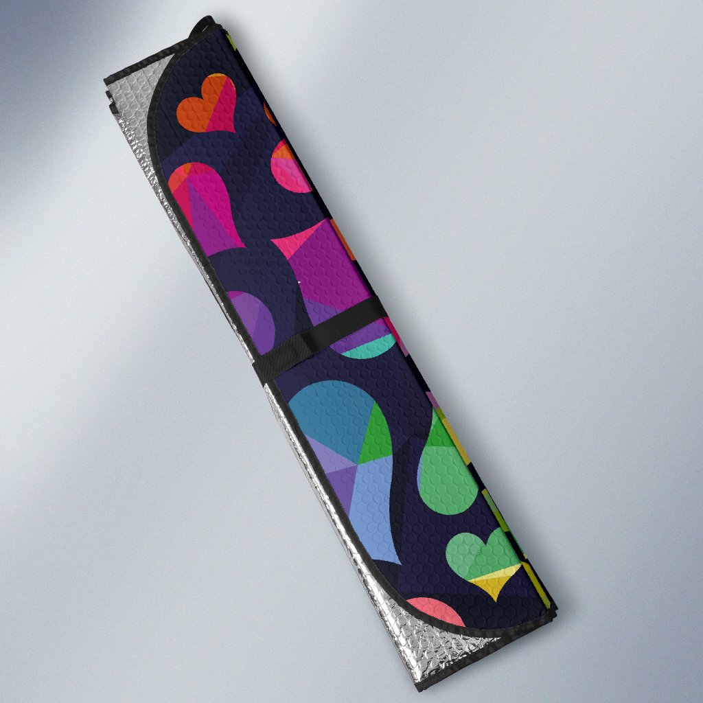 Lgbt Rainbow Heart Patterm Print Car Sun Shade-grizzshop
