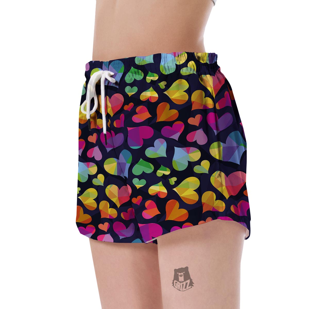 Lgbt Rainbow Heart Patterm Print Women's Shorts-grizzshop