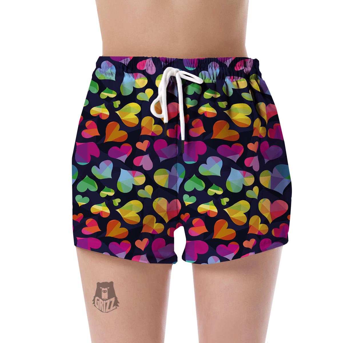 Lgbt Rainbow Heart Patterm Print Women's Shorts-grizzshop