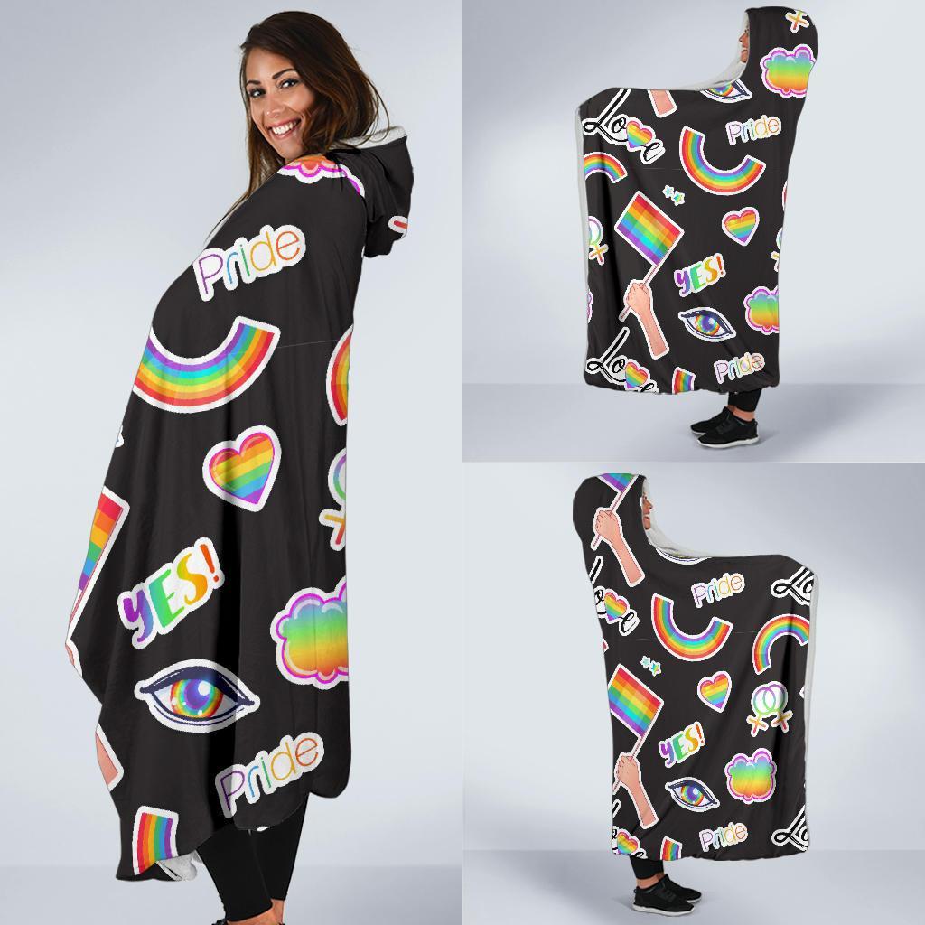 Lgbt Rainbow Patterm Print Hooded Blanket-grizzshop
