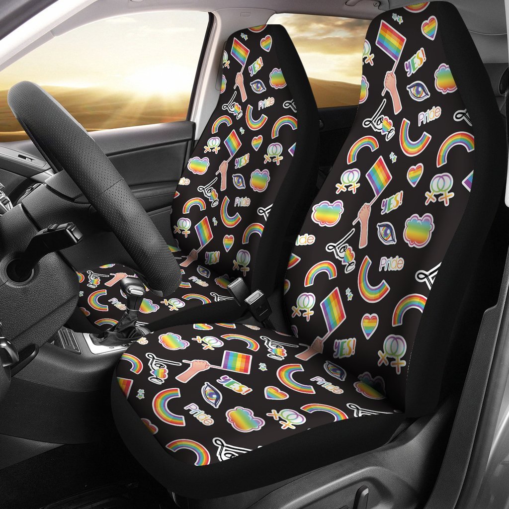 Lgbt Pride Rainbow Pattern Print Universal Fit Car Seat Cover-grizzshop