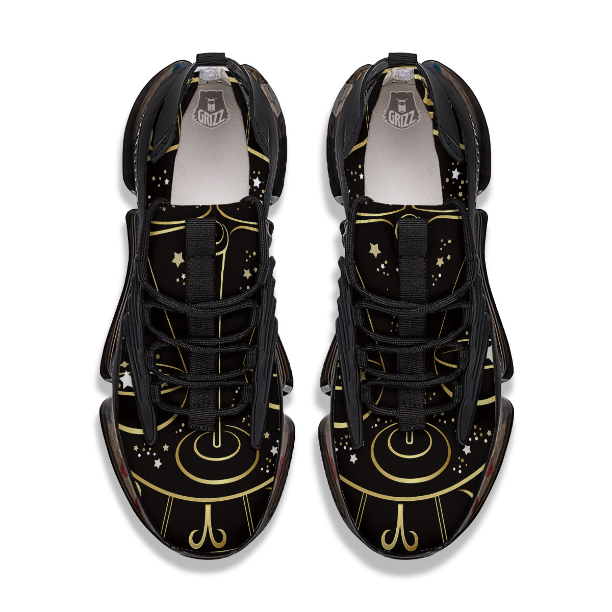 Libra Sign Black And Gold Print Black Gym Shoes-grizzshop