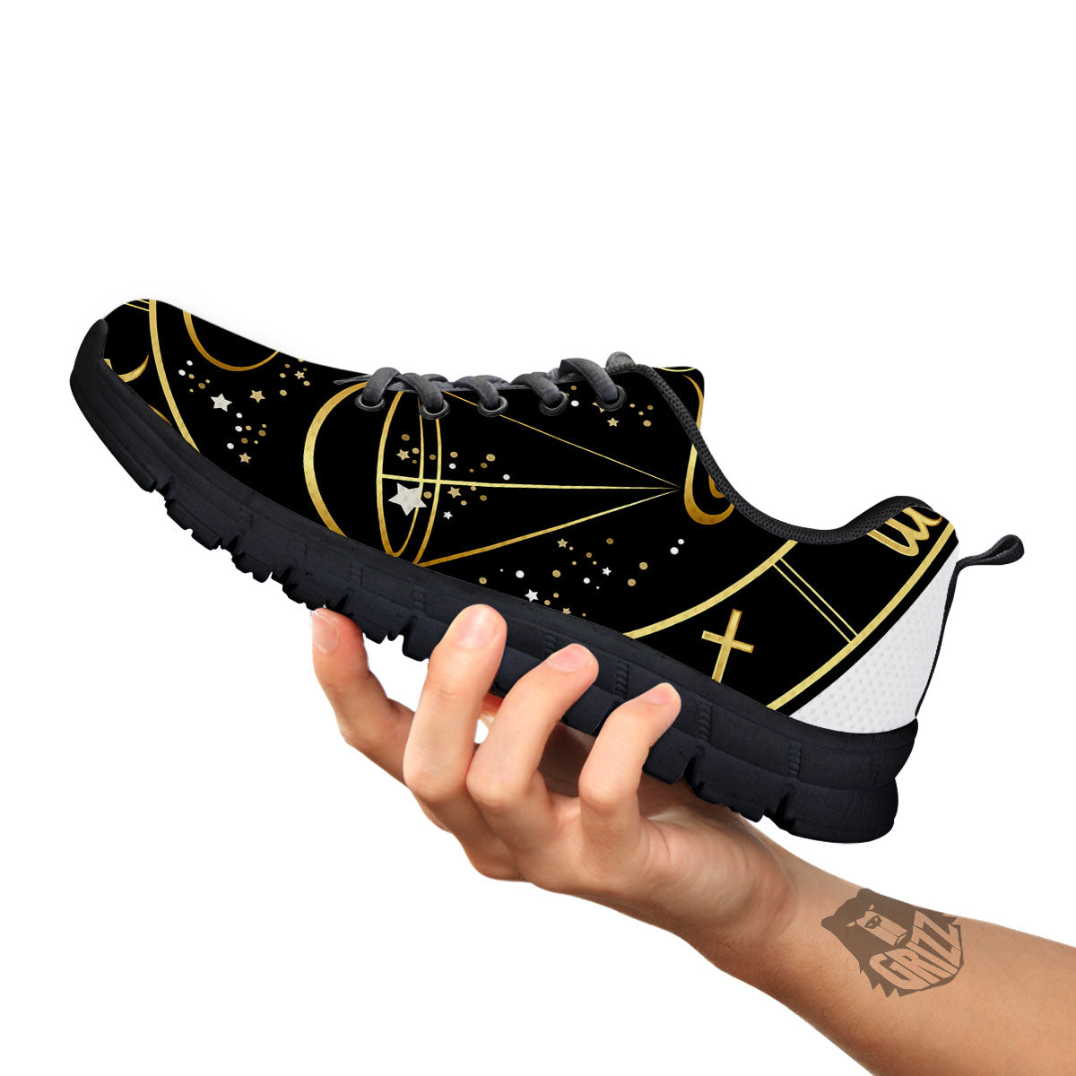Libra Sign Black And Gold Print Black Sneaker-grizzshop