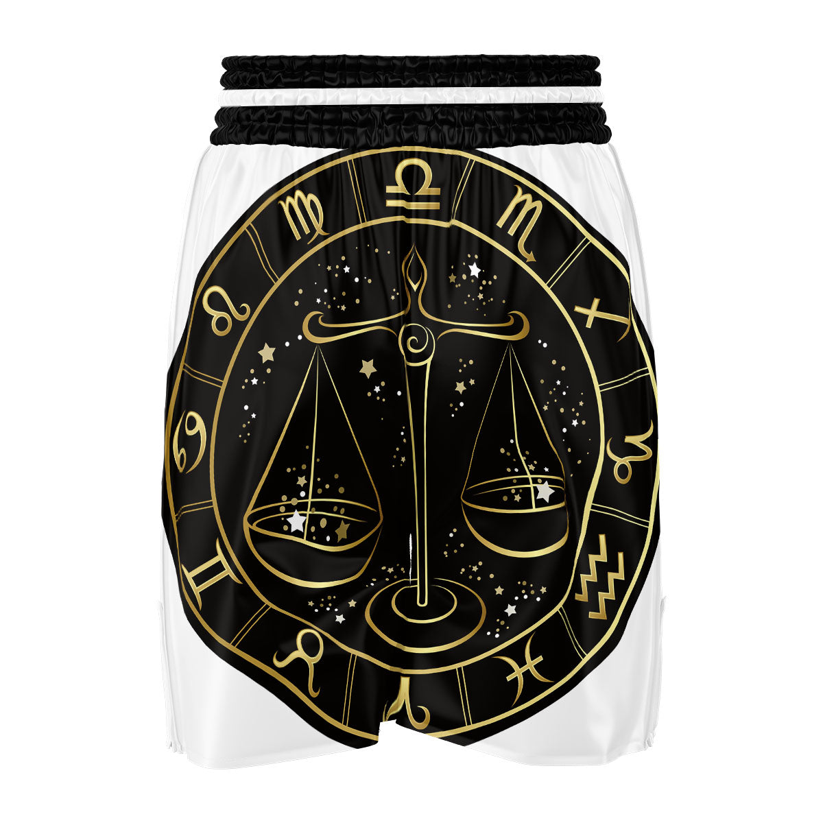 Libra Sign Black And Gold Print Boxing Shorts-grizzshop