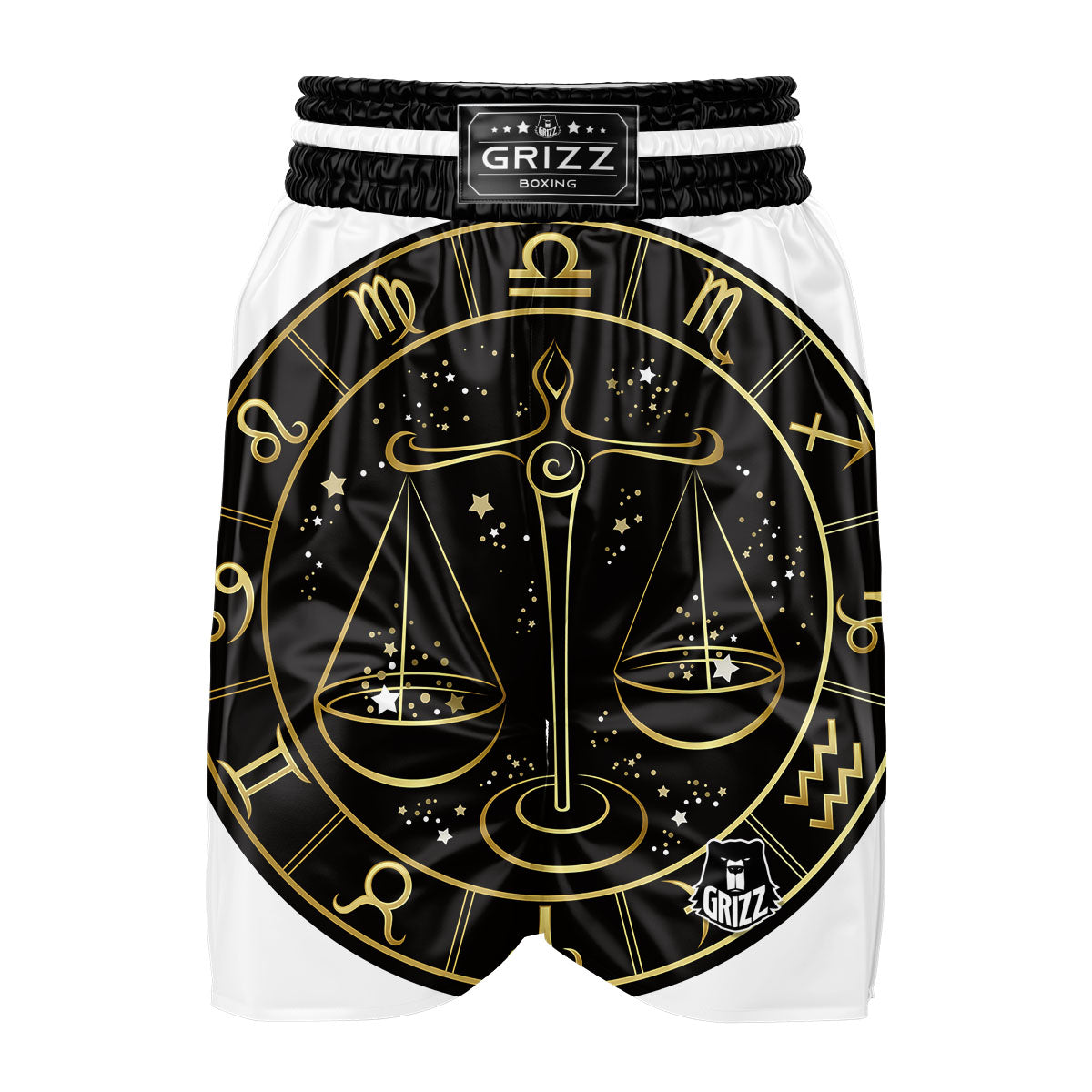 Libra Sign Black And Gold Print Boxing Shorts-grizzshop