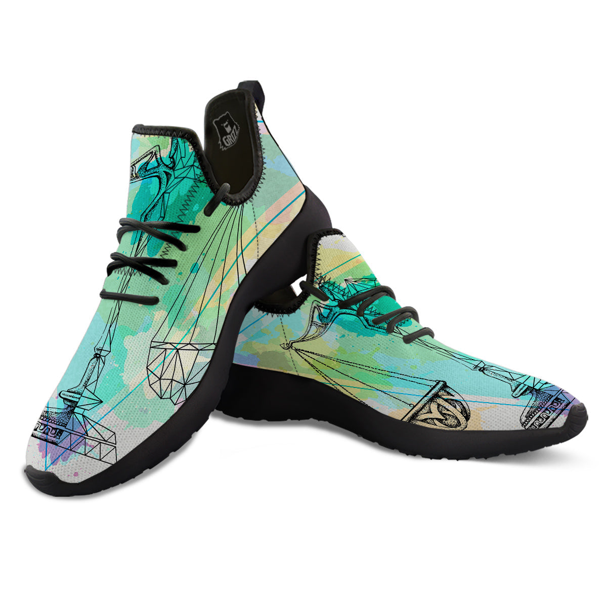 Libra Sign Colorful Print Black Athletic Shoes-grizzshop