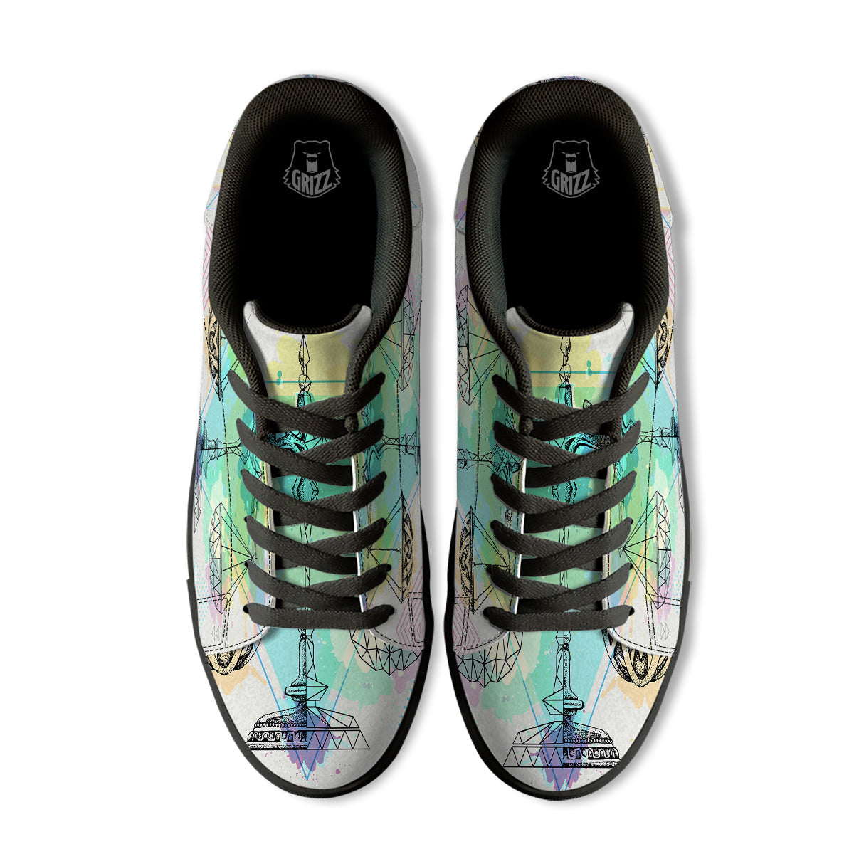 Libra Sign Colorful Print Black Low Top Sneakers-grizzshop