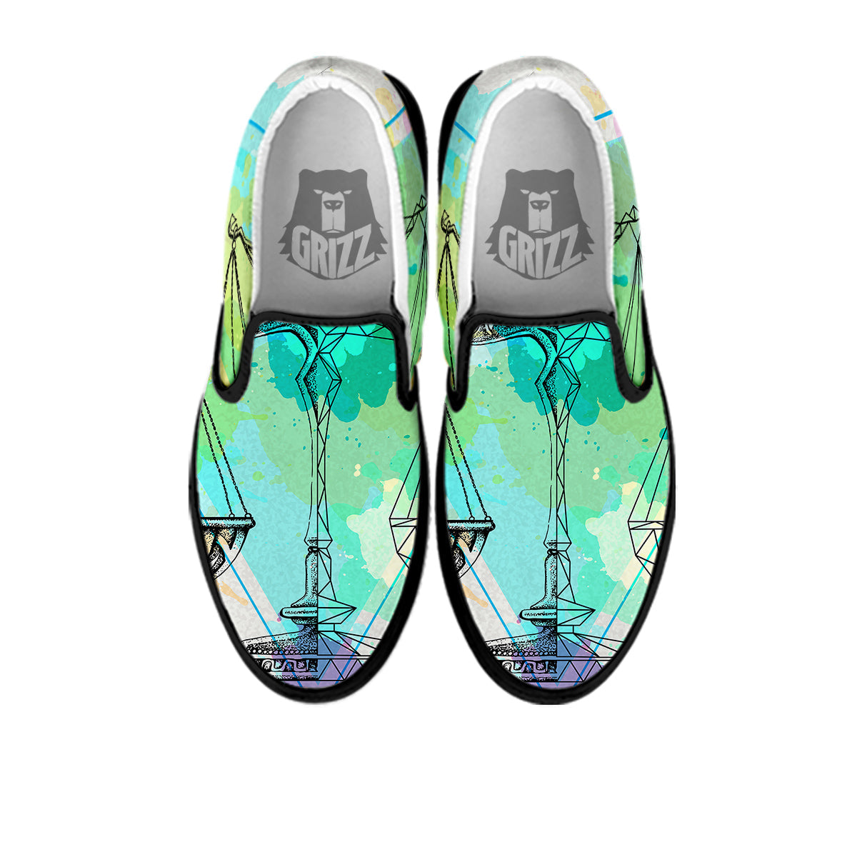 Libra Sign Colorful Print Black Slip On Shoes-grizzshop