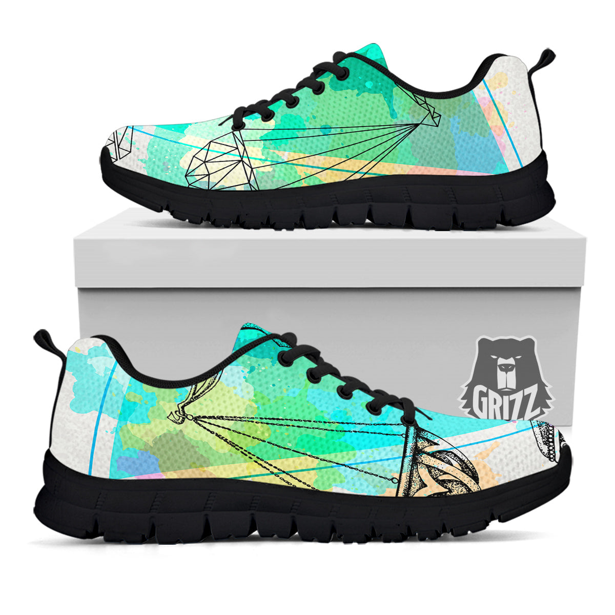 Libra Sign Colorful Print Black Sneaker-grizzshop
