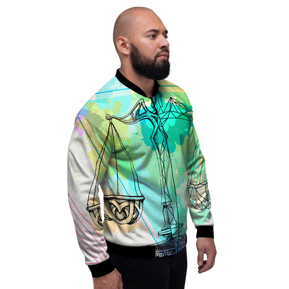 Libra Sign Colorful Print Men's Bomber Jacket-grizzshop
