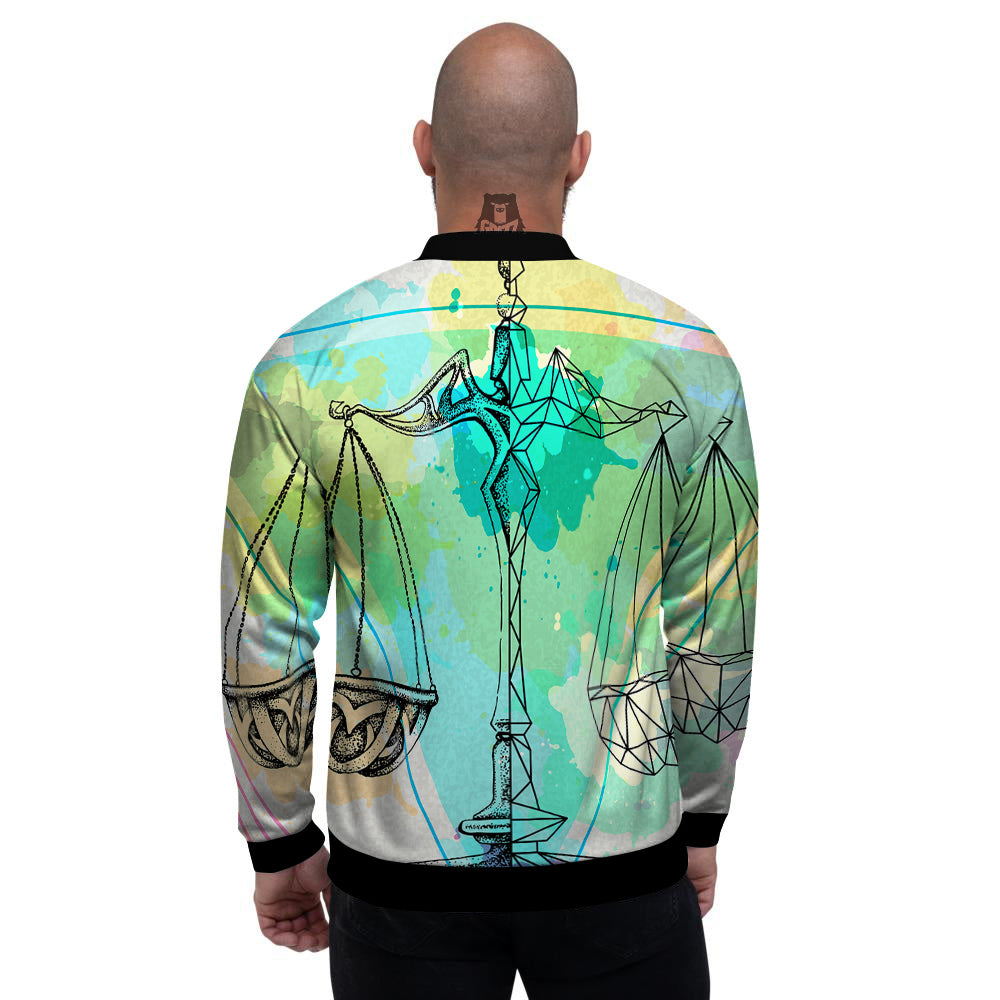 Libra Sign Colorful Print Men's Bomber Jacket-grizzshop