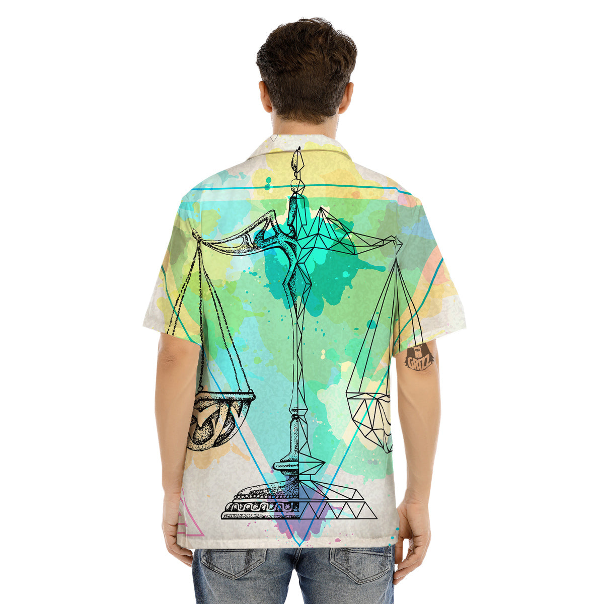 Libra Sign Colorful Print Men's Hawaiian Shirt-grizzshop
