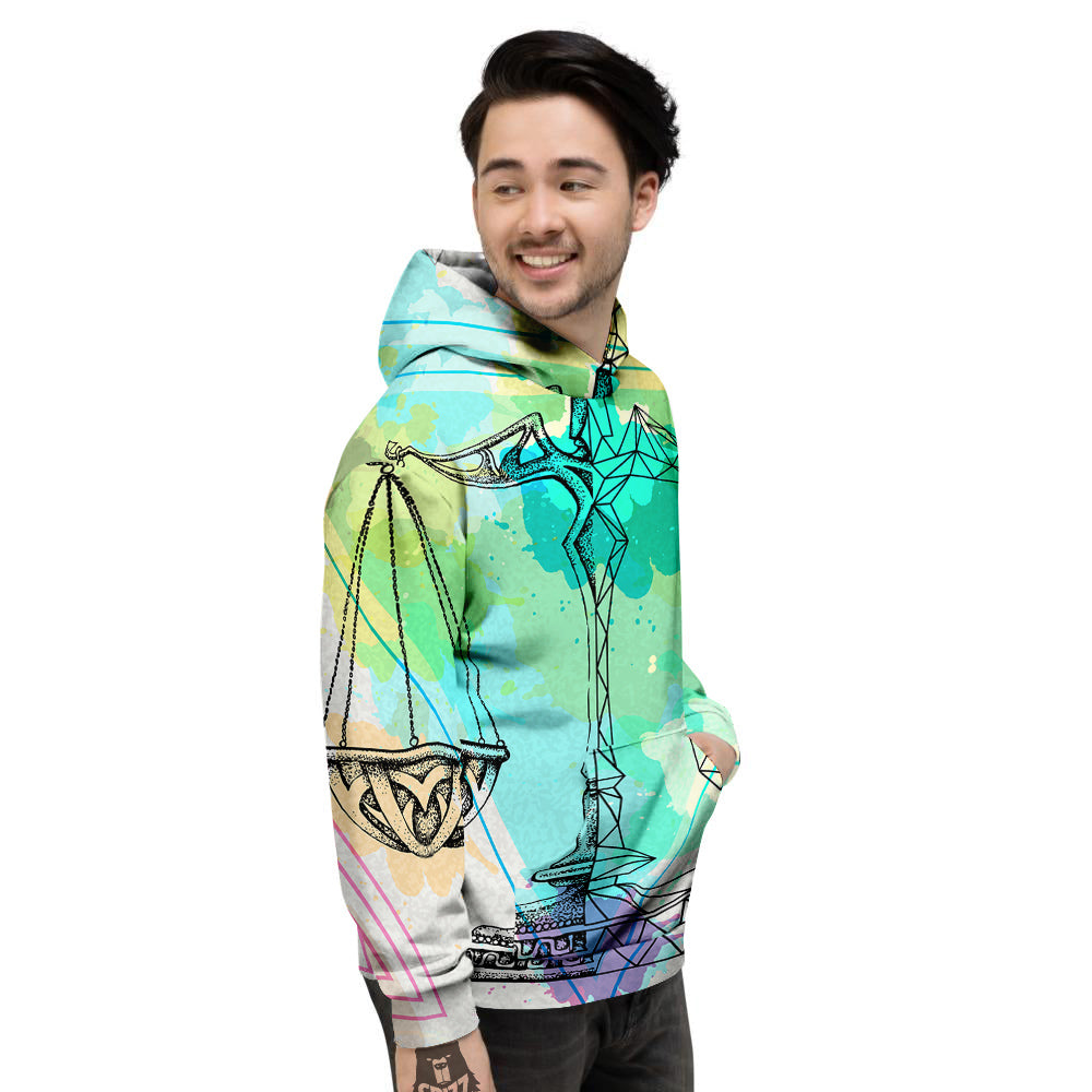 Libra Sign Colorful Print Men's Hoodie-grizzshop