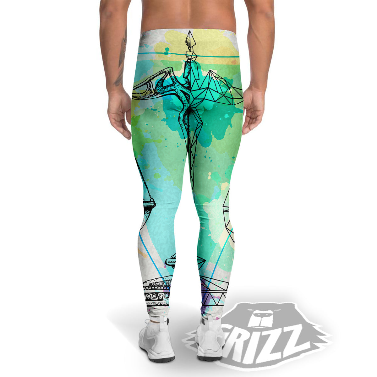 Libra Sign Colorful Print Men's Leggings-grizzshop