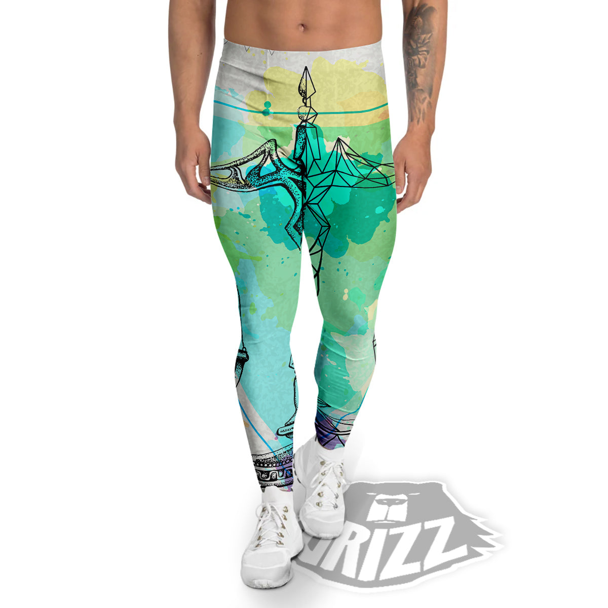 Libra Sign Colorful Print Men's Leggings-grizzshop