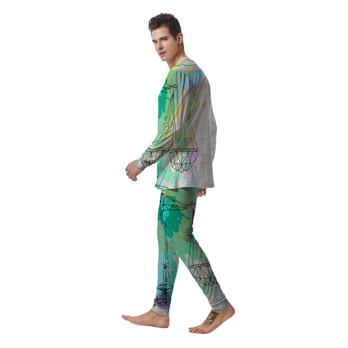 Libra Sign Colorful Print Men's Pajamas-grizzshop