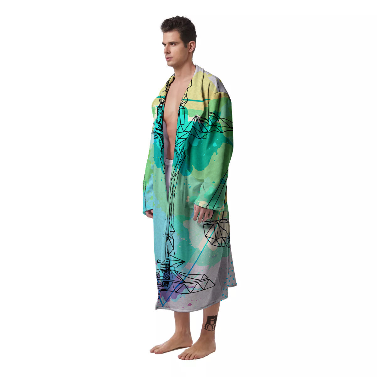 Libra Sign Colorful Print Men's Robe-grizzshop