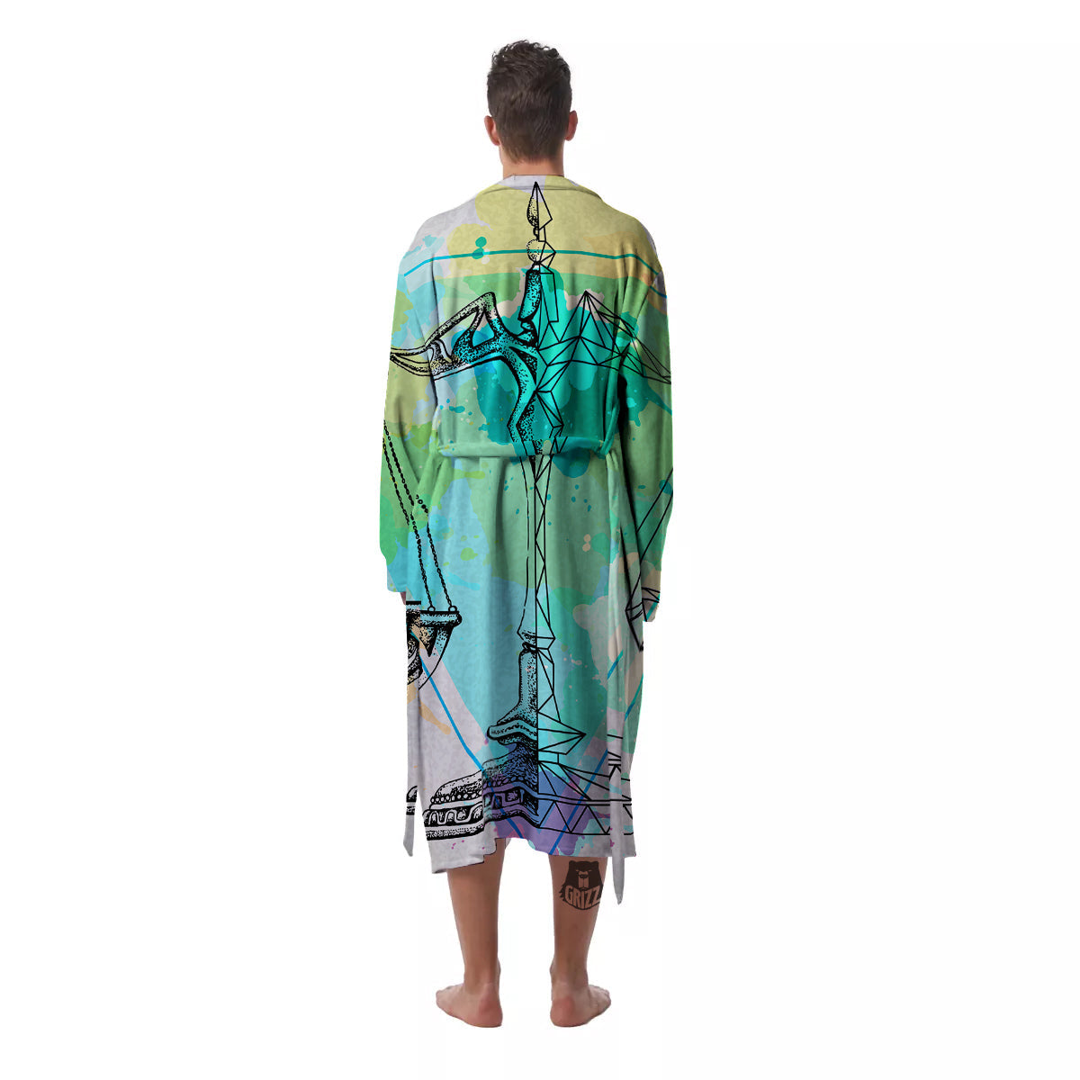 Libra Sign Colorful Print Men's Robe-grizzshop