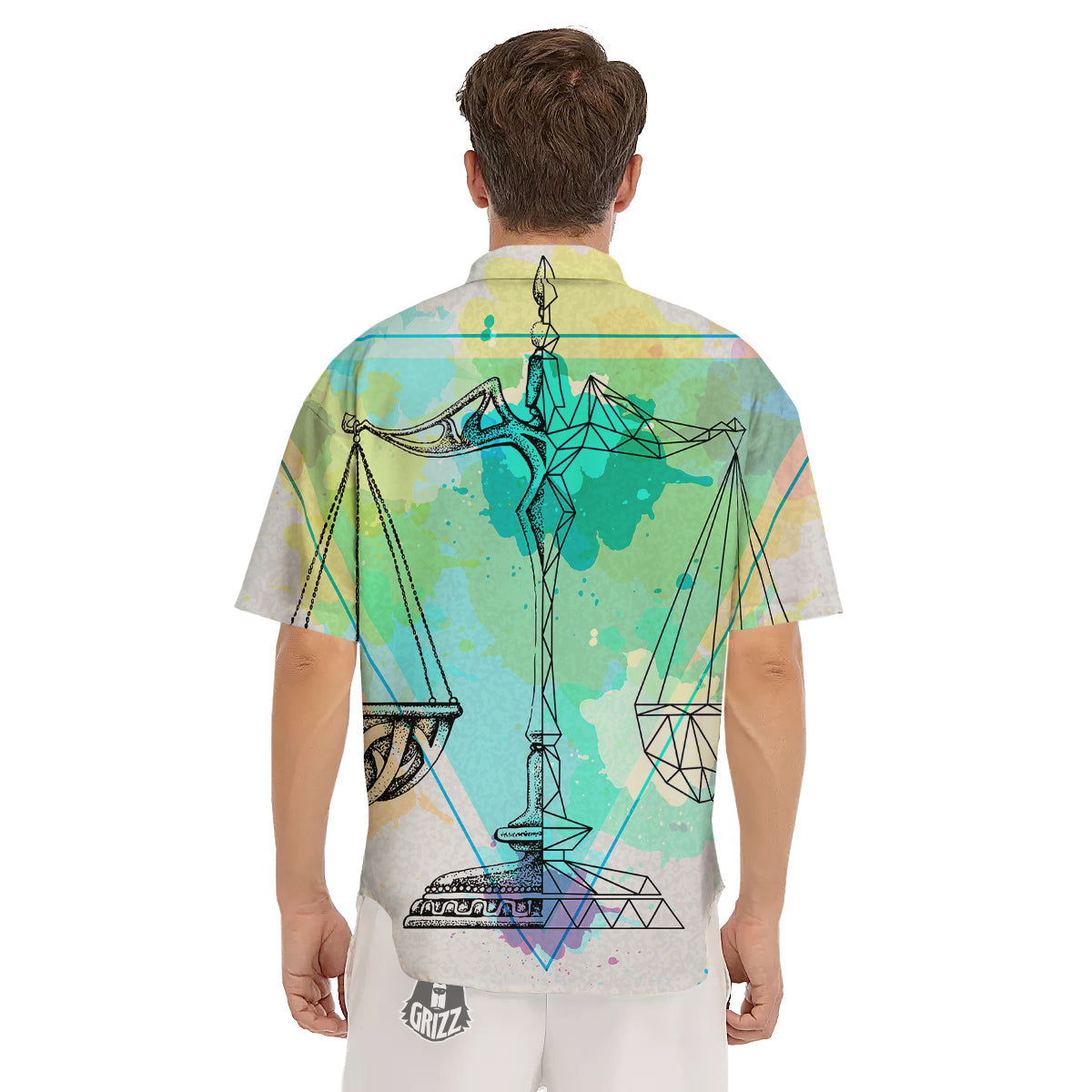 Libra Sign Colorful Print Men's Short Sleeve Shirts-grizzshop