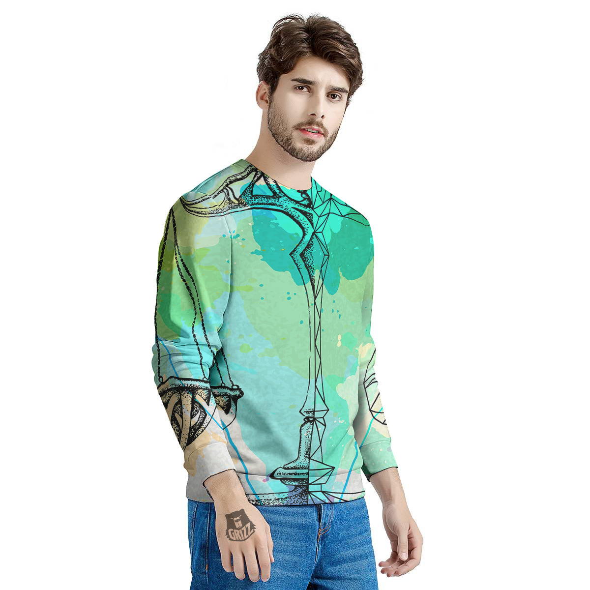 Libra Sign Colorful Print Men's Sweatshirt-grizzshop