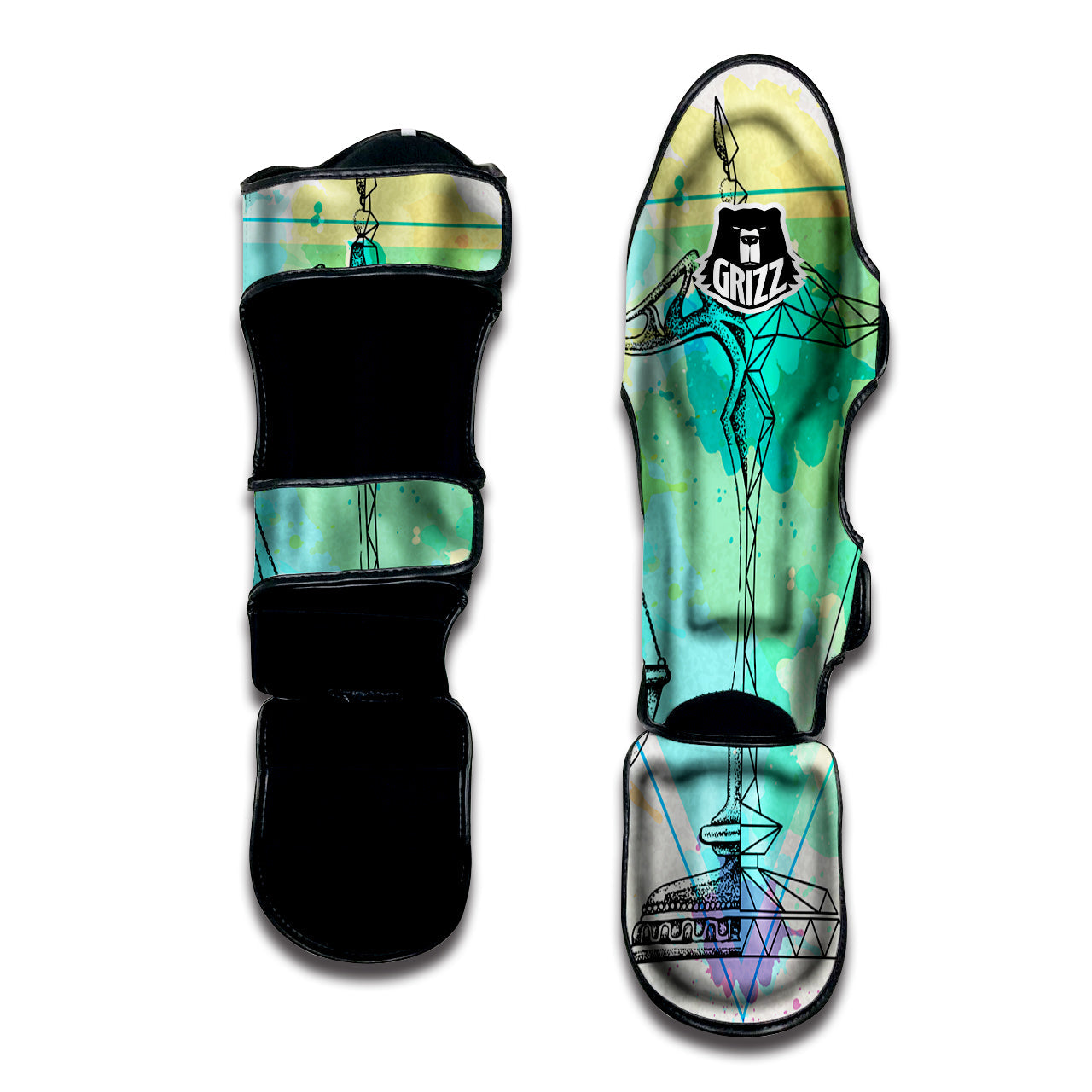 Libra Sign Colorful Print Muay Thai Shin Guards-grizzshop
