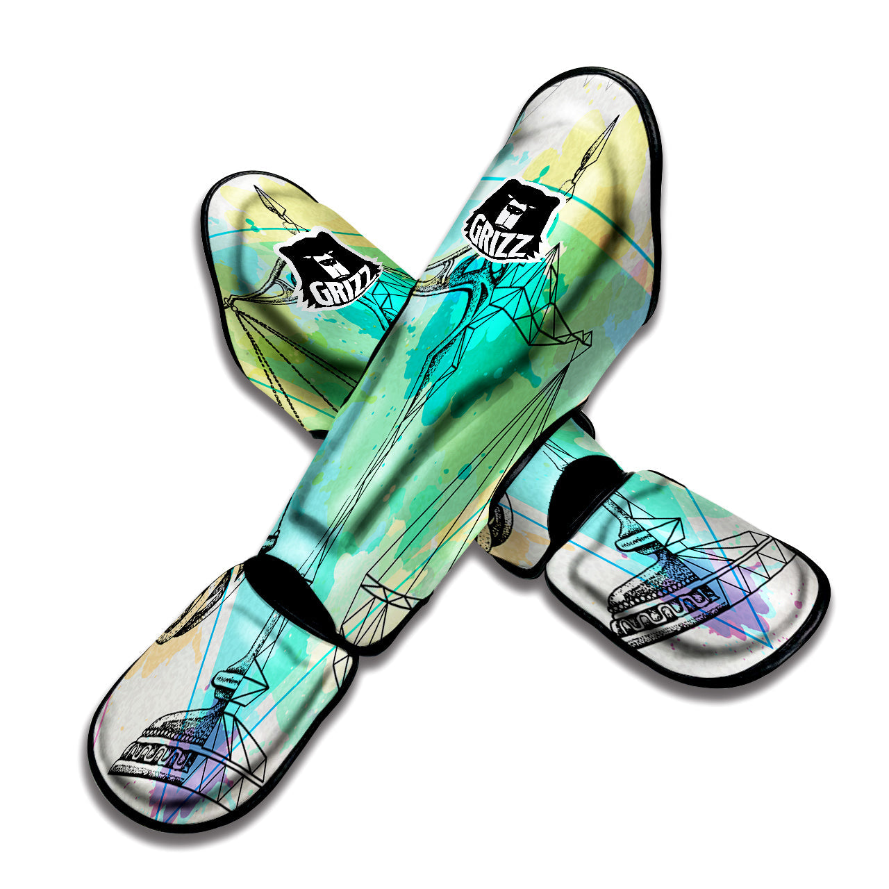 Libra Sign Colorful Print Muay Thai Shin Guards-grizzshop