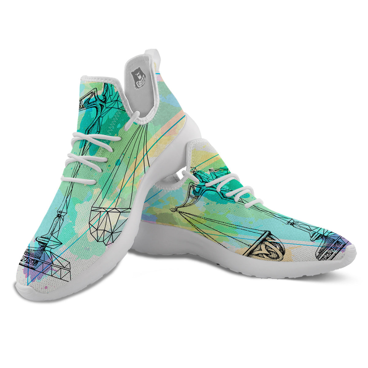 Libra Sign Colorful Print White Athletic Shoes-grizzshop