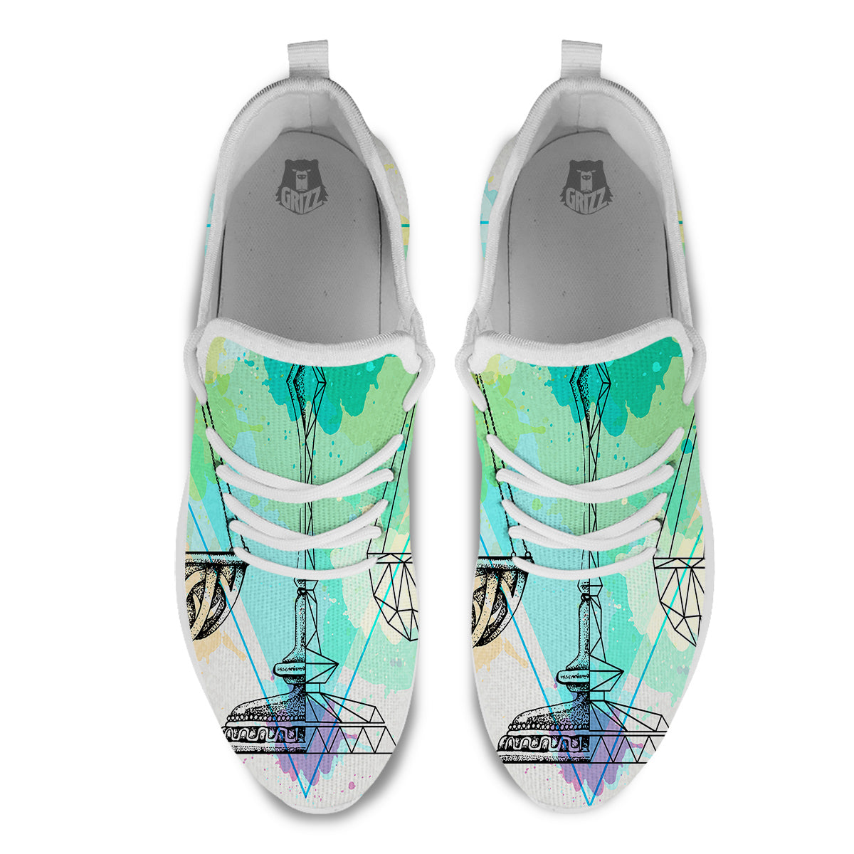 Libra Sign Colorful Print White Athletic Shoes-grizzshop